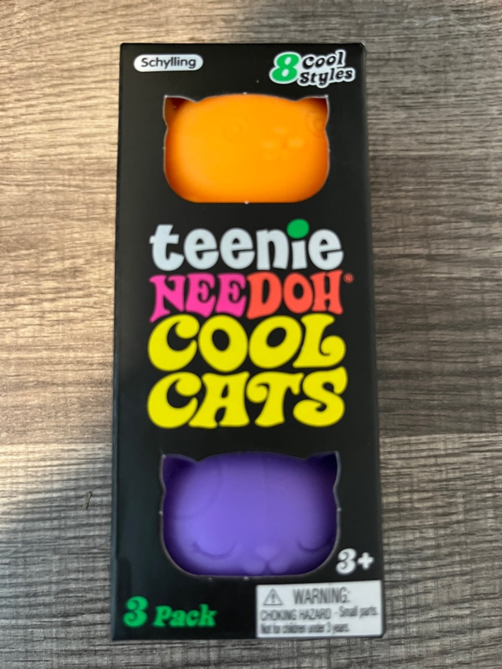 Teenie NeeDoh Cool Cats 3-Pack Cat Toys — Orange & Purple